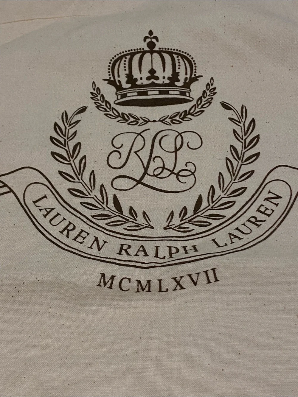 Lauren Ralph Lauren Beige Canvas Drawstring Dust Bag with Logo